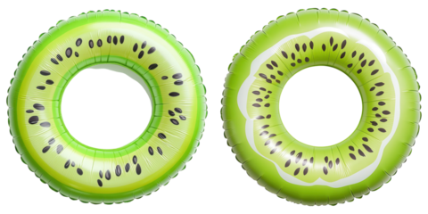 Inflatable pool ring in kiwi theme, perfect for summer fun and relaxation