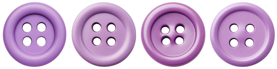 Soft matte purple buttons with four holes, perfect for crafting projects