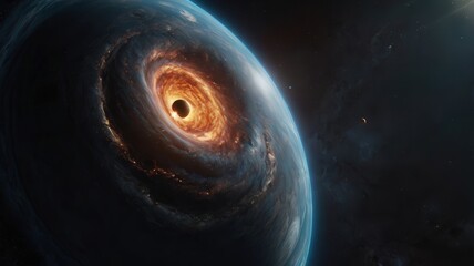 Obraz premium Gargantua,gargantua, space, star, light, galaxy, astronomy, spiral, planet, universe, blue, swirl, night, sky, illustration, wallpaper, cosmos, nebula, design, vortex, art, black, glow, tunnel, fantas