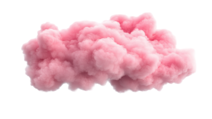Fluffy pink cloud against a transparent background. transparent background