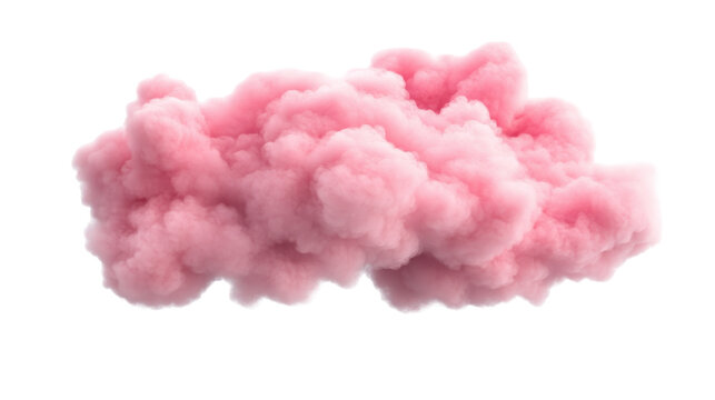 Fluffy pink cloud against a transparent background. transparent background