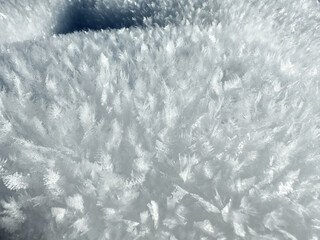 closeup of ice crystals with sharp details. frosty texture. winter concepts. snowflake texture....