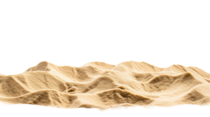 Natural sand dunes formed by wind erosion. transparent background