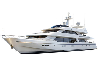 luxury white long yacht cut out