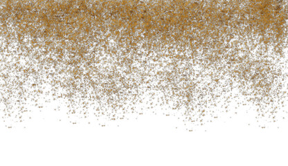 Luxury gold dust particles glittering on transparent background.