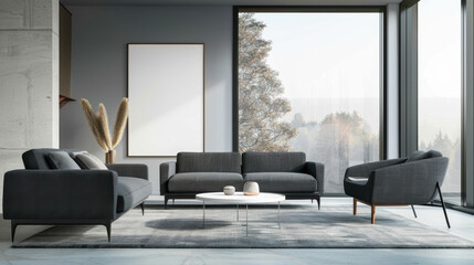 modern waiting area with empty billboard mockup