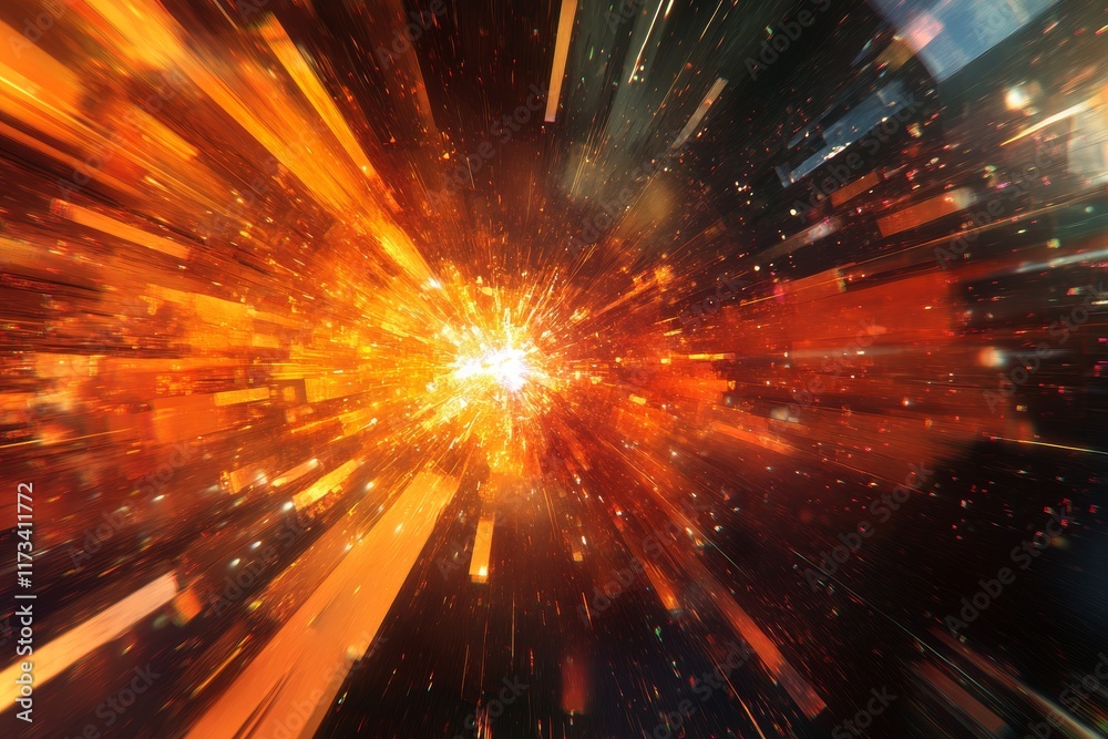 Poster experience a vibrant explosion of colors and light in this dynamic abstract image, creating a captiv