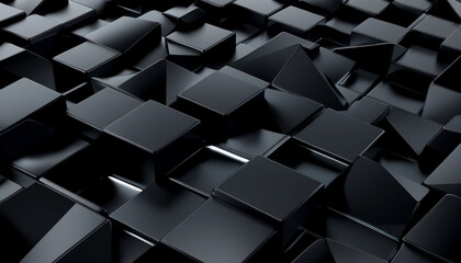 Fototapeta premium Black geometric shapes in a modern setting