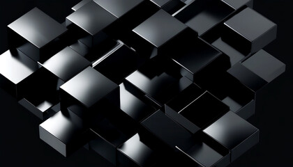 Exploring the interplay of shadow and light in black geometric forms