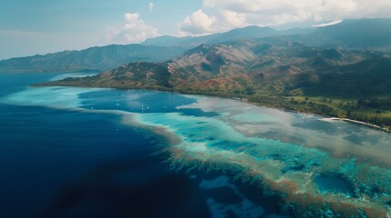 Beatiful coral reef around island Lombok, Indonesia