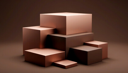 Artistic arrangement of copper cubes on a textured surface