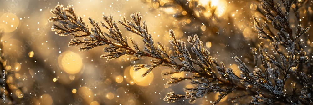 Aufkleber frosty winter branch with bokeh background. (2)