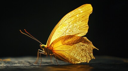 Naklejka premium Yellow butterfly macro photography