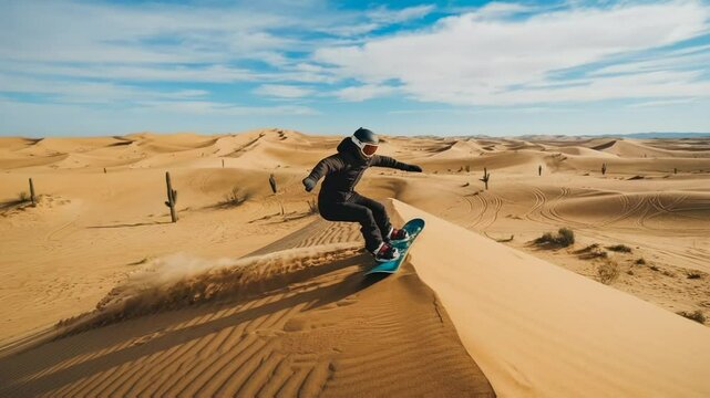 Snowboarding on a desert