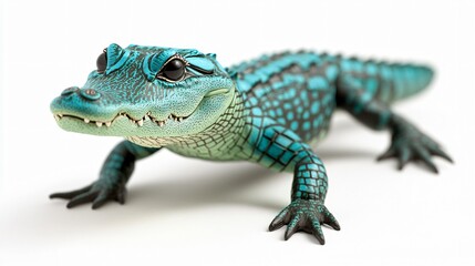 Obraz premium Vibrant Teal Alligator Reptile Creature Digital Art