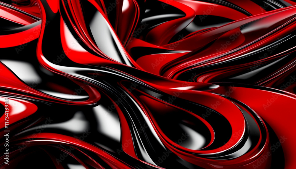 Wall mural dynamic swirls of red and black create a mesmerizing texture