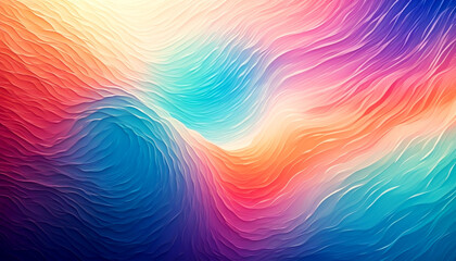 Vibrant waves of color dance across a canvas of swirling hues