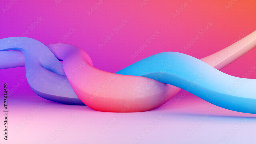 Wall mural flowing ribbons of color intertwine in a vibrant abstract display