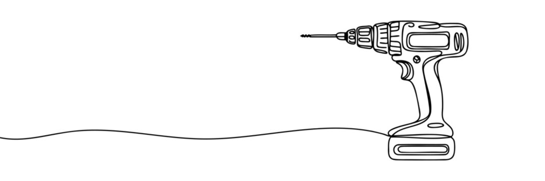 Continuous One-Line Drawing of a Drilling Tool - Minimalist Power Tool Art