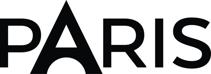 Paris logo. Paris word with eiffel tower Vector Illustration for print tee shirt, typography, background, tamplat, poster