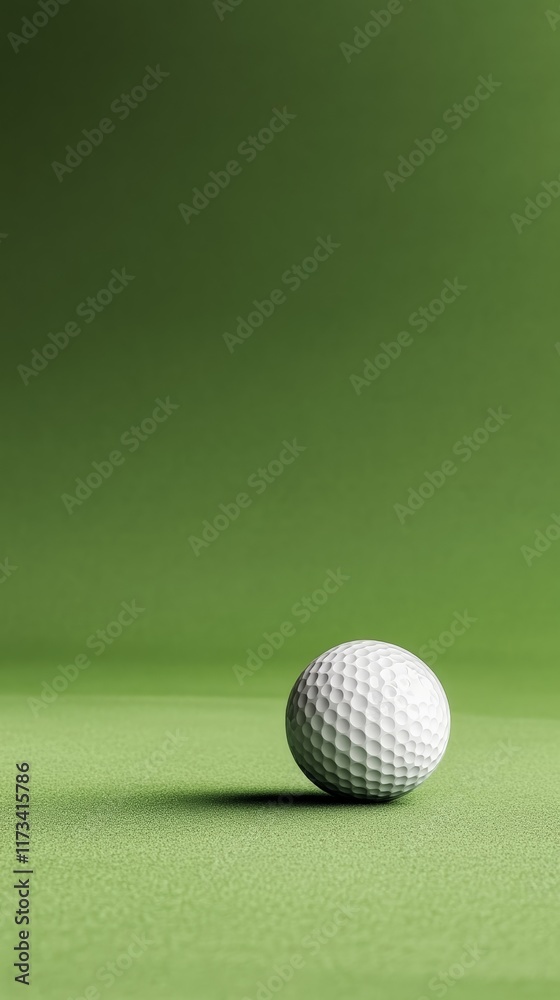 Poster golf ball casting a subtle shadow on a vibrant green surface, creating a minimalist composition agai