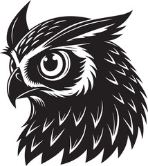 Owl head silhouette with white background