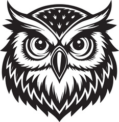 Owl head silhouette with white background