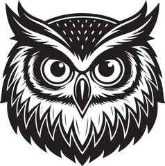 Owl head silhouette with white background