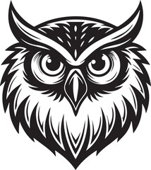 Owl head silhouette with white background