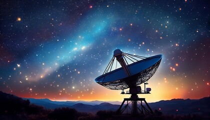 radio telescope at night