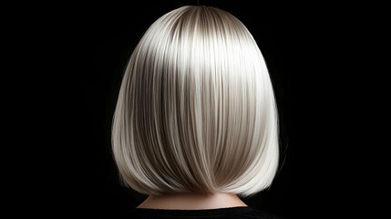 Naklejka premium A chic platinum blonde bob wig isolatedd on a sleek black background for a modern style.