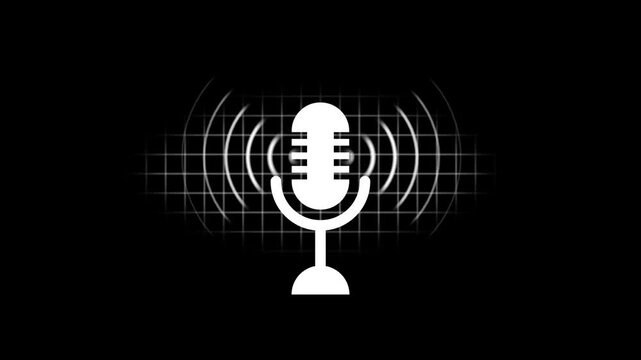 voice recording and podcast mic microphone button icon animation video. Audio microphone icon animation