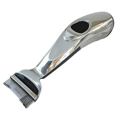 Tool for shaving facial and body hair on white background
