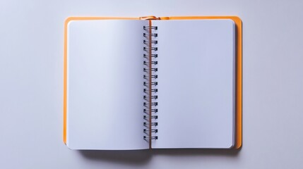 Blank Spiral Notebook Open Flat Lay Orange Cover