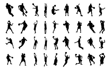 Basketball Sport Silhouette Vector Pack graphic drawing illustration for stickers, streetwear, t-shirts, logos, print-on-demand, print, or branding