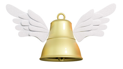 Easter bell isolated, flying from Rome to Netherlands, Belgium or France during Holy Saturday. French Easter, Belgian Easter, dutch Easter. 3D rendering.
