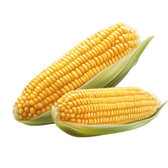 yellow corn on cob isolated on white transparent background