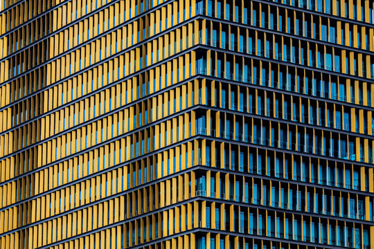 Close-up of an abstract modern skyscraper, Indonesia