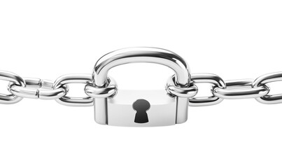 Obraz premium a padlock flanked by two straight chains sizes isolated on a transparent background