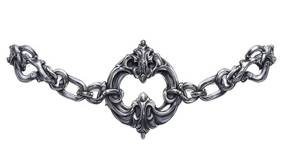 a padlock flanked by two straight chains sizes isolated on a transparent background