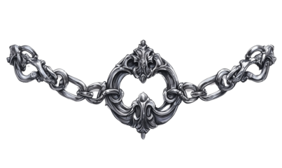 a padlock flanked by two straight chains sizes isolated on a transparent background