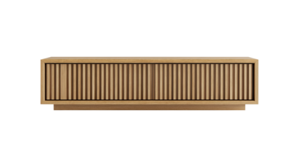 Modern wood tv stand isolated on transparent background remove PNG, clipping path