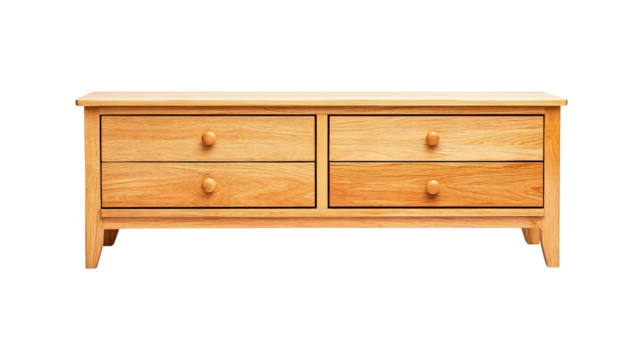 Modern wood tv stand isolated on transparent background remove PNG, clipping path