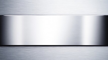 Close-up of a sleek brushed metal surface featuring a polished horizontal panel, creating a modern and industrial aesthetic.