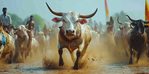 A Thrilling Traditional Indian Bull Race during Makar Sankranti Festival