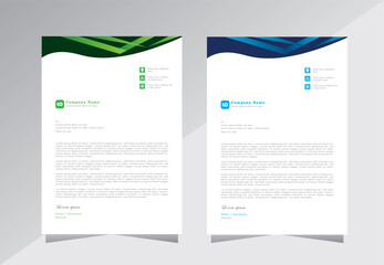 Professional Letterhead Template Set, A4 letterhead, Business letterhead design. corporate modern letterhead design template with green and blue color, Creative design,