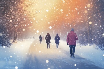 Winter Walk on a Snowy Road