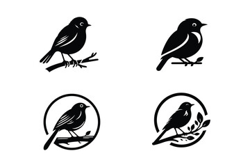 Robin Bird Silhouette Bundle Vector Illustration