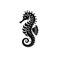 Seahorse Silhouette Icon Design on a White Background