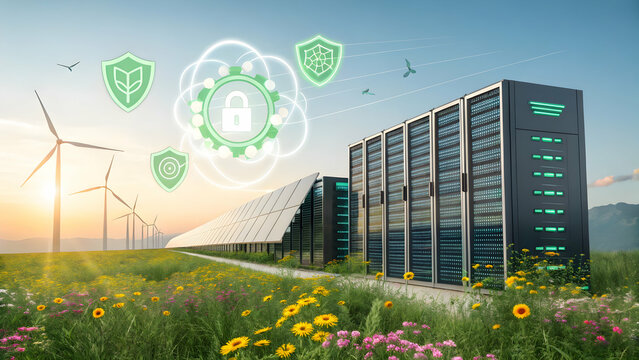 Sustainable Data Center with Renewable Energy and Green Technology - Powered by Adobe